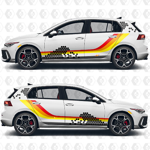 Honeycomb Heritage Zijstripes Vinyl Decals Kit voor VW Volkswagen Golf