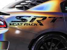 2x SRT SCAT PACK in Grunge Distressed stijl Side Splash Vinyl Sticker Sticker voor Dodge Charger Challenger Scatpack
 2