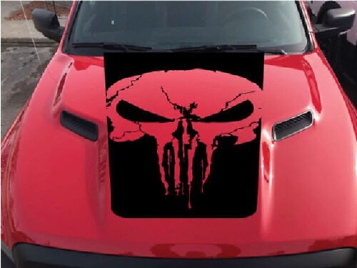 Punisher Skull Hood Vinyl Sticker voor Dodge Ram Truck
