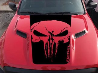Dodge Ram Rebel Tekst Punisher Grunge Skull Hood Truck Vinyl Decal Graphic