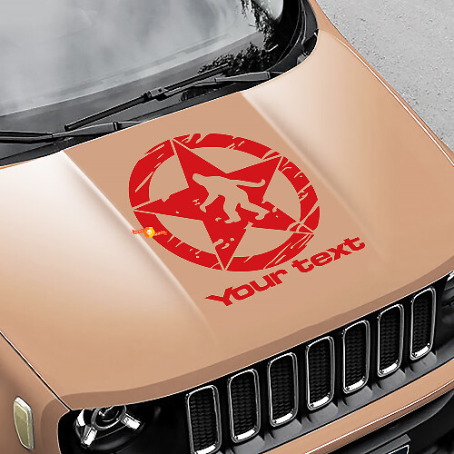 Yeti Sasquatch Army Star Versleten Kras Op De Motorkap Vinyl Decal Sticker voor Jeep Renegade
