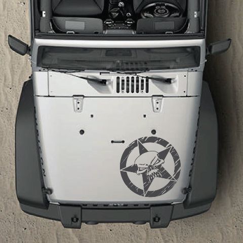 Versleten Legerster Motorkap Vinyl Decal Sticker voor Jeep Wrangler