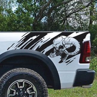 Gehoornde schedel Splash Splatter Grunge pick-up Truck Vinyl Decal bed Graphic Cast