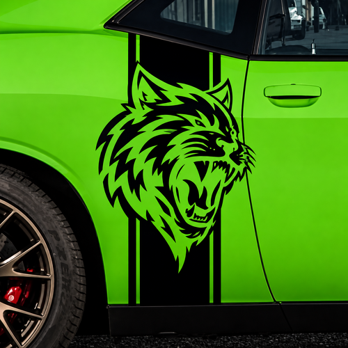 Custom Cat Head Pinstripe Pair Achterspatbord Vinylsticker voor Dodge Challenger Hellcat