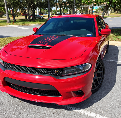 392 Outline Daytona Style Three-Piece Set — Vinylsticker (motorkap) voor Dodge Charger 2015-2018