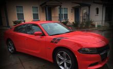 Gemerkt Fender Hash Stripe Vinyl Stickers voor Dodge Charger 2012-2018_2