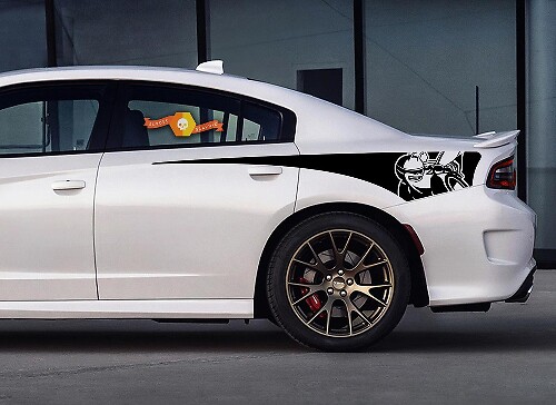 Scat Pack achterste kwartstriping vinyl decalset voor Dodge Charger 2015-2020