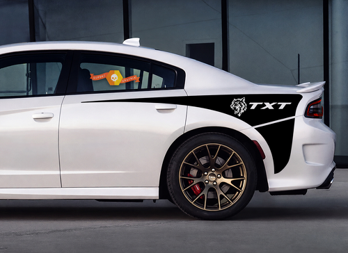 TXT Cat Head Split Quarter Wedge Set Achterspatbord Vinylsticker voor Dodge Charger Hellcat 2015-2017