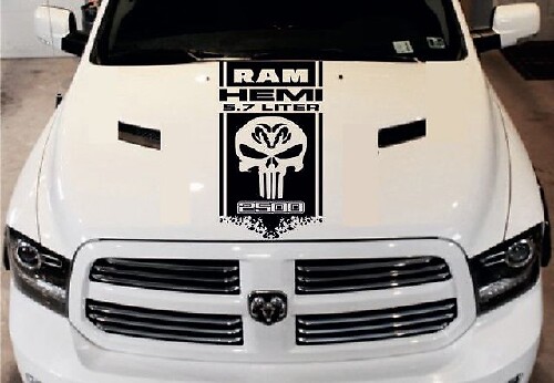 Motorkap Decal Graphic Vinyl Sticker 2 Logo 5.7L voor Dodge Ram 1500 2500 3500
