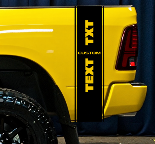 TXT CUSTOM TEXT Verticale Bed Stripe Paar Bedside Vinyl Decal Sticker voor Dodge Ram 1500