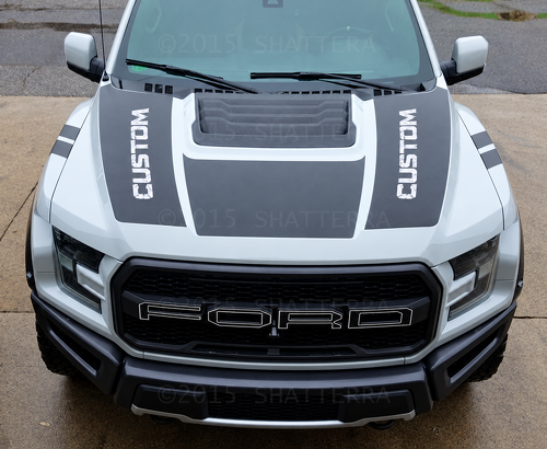 AANGEPASTE Dubbele Blackout Panels Motorkap Vinyl Decal Sticker voor Ford F-150 2017