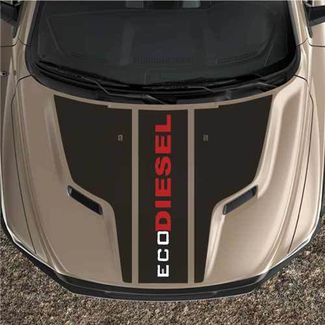 ecoDIESEL Rebel Dodge Ram Sport Hood Black Out Truck Vinyl Decal Graphic Stripe