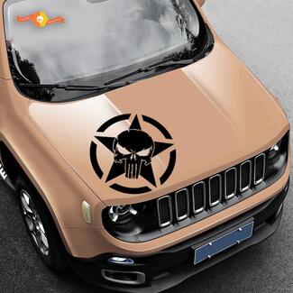 22-inch Punisher Army Star-sticker Vinyl militaire motorkap grafische body Jeep Dodge