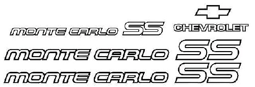 Chevy Monte Carlo SS restauratie vinyl decal set