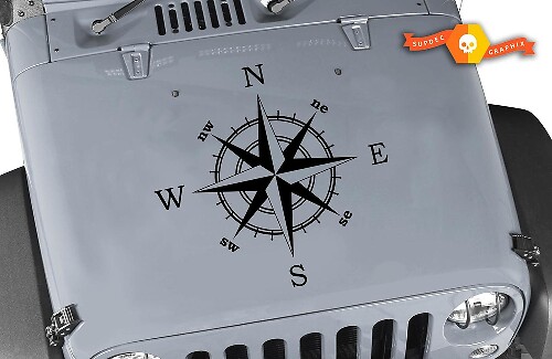 Kompasroos Grafische Motief Motorkap Vinyl Sticker voor Jeep Wrangler