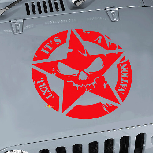 Aangepaste tekst militaire ster schedel motorkap sticker voor Jeep Wrangler