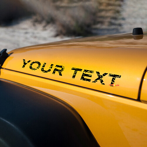 Aangepaste Tekst Krassende Versleten Stijl Motorkap Vinyl Sticker Decals voor Jeep Wrangler JK JL