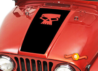 Skull Hood Blackout Vinyl Decal Sticker (17) past op: Jeep CJ 5 6 7 8