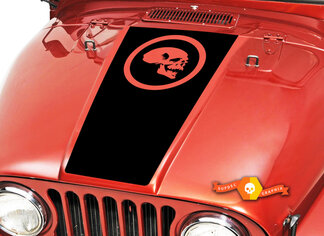 Skull Hood Blackout Vinyl Decal Sticker (14 Circle) past: Jeep CJ 5 6 7 8