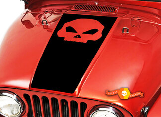 Skull Hood Blackout Vinyl Decal Sticker (21) past op: Jeep CJ 5 6 7 8