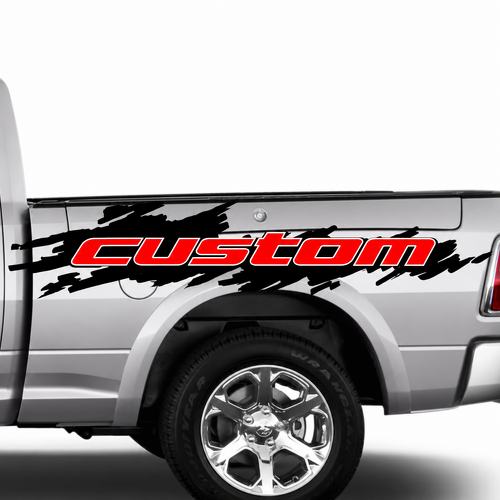custom Two Color Grunge Splash Pair Laadbakzijde Vinylsticker voor Dodge Ram 1500
