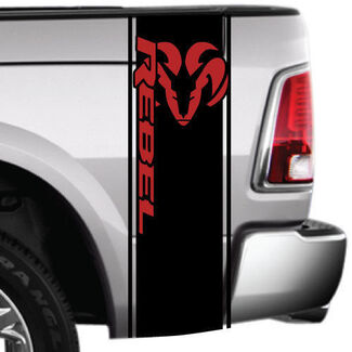 2 kleuren Dodge Ram Rebel Side Stripe Bed Logo Truck Vinyl Decal Graphic