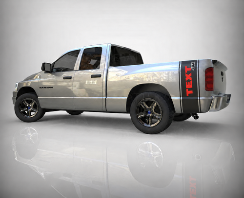 TEXT 4X4 Vertical Bed Band Pair Laadbakzijde Vinylsticker voor Dodge Ram 1500
