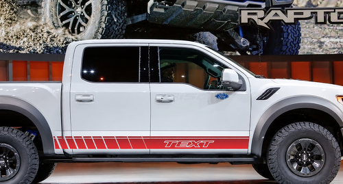 TEXT Schuin Blok Rocker Streep Set Rocker Paneel Vinyl Decal Sticker voor Ford F-150