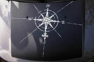 Compass Hood Blackout 2 Colors Graphic Vinyl Sticker Aangepast formaat past bij Jeep Land Rover Toyota