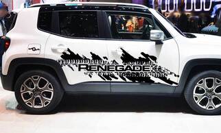 Jeep Renegade Side Splash Tyre Tracks Logo Graphic Vinyl Decal Sticker