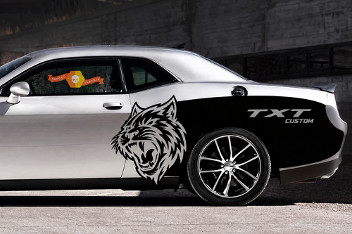 CUSTOM Cat Billboard Graphic — Vinylsticker (zijkant) voor Dodge Challenger SRT, Hellcat 2015-2017