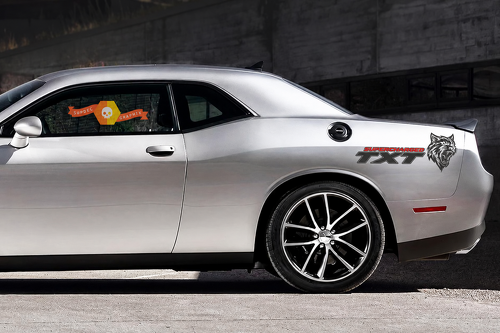 TXT Supercharged Cat Head Pair Achterspatbord Vinylsticker voor Dodge Challenger SRT, Hellcat