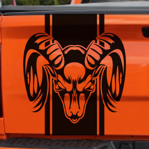 Set van 3 Ram Head Truck Bed Stripe Stickers voor Dodge Ram