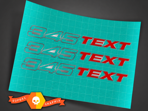 345 Hemi Style Custom TEXT 5.7L Pair — Vinylsticker (motorkap) voor Dodge Challenger