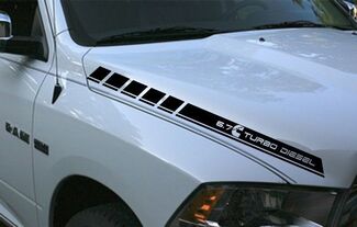 Dodge Ram 2 vinyl motorkap strepen 6.7L turbo diesel stickers Hemi Mopar Graphics Rt 2023