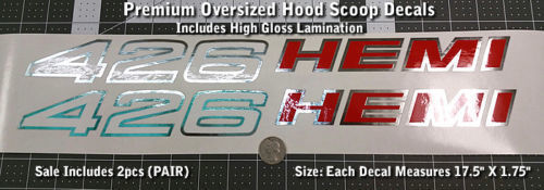 426 Hemi Oversized Motorkap Scoop Vinyl Stickers voor Dodge 1970-1971