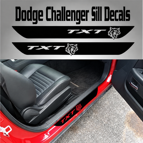 TXT Kat Hoofd Deurdrempel Paar Deur Vinyl Decal Sticker voor Dodge Challenger 2015-2017