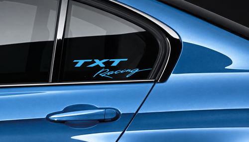 TXT Racing Letters Paar Zijraam Vinyl Decal Stickers