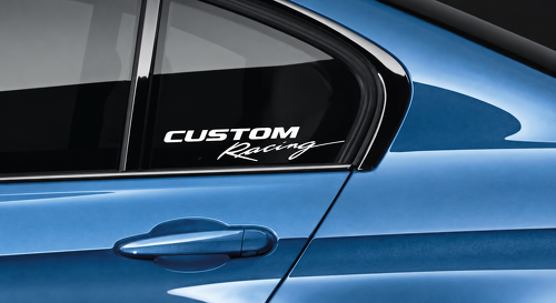 CUSTOM Racing lettertype Paar Zijruit Vinyl Decal Stickers