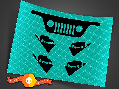 Jeep Grill Voorruit Vinyl Decal Sticker voor Jeep Wrangler