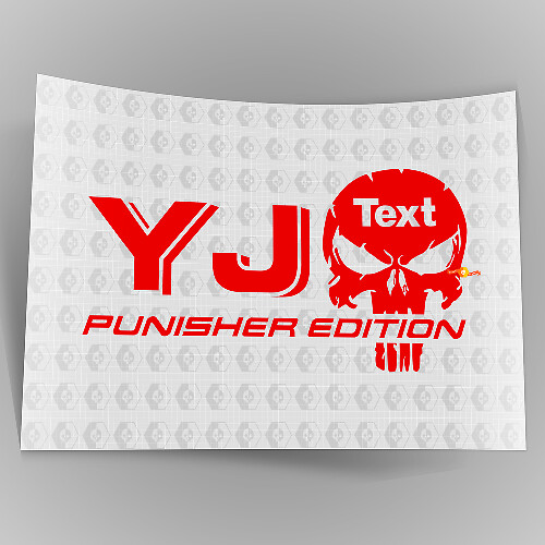 Custom Text Punisher Edition Vinyl Sticker Decal Set voor Jeep YJ 1