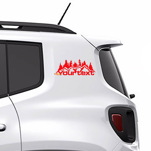 Aangepaste Tekst Bergen Bos Vinyl Decal Sticker Grafiek 2 voor Jeep Renegade
