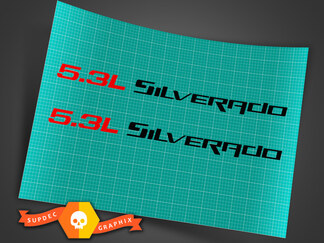 5.3L SILVERADO (1 paar) Hood sticker stickers voor Chevy Silverado 14 1/2L X 3/4H
