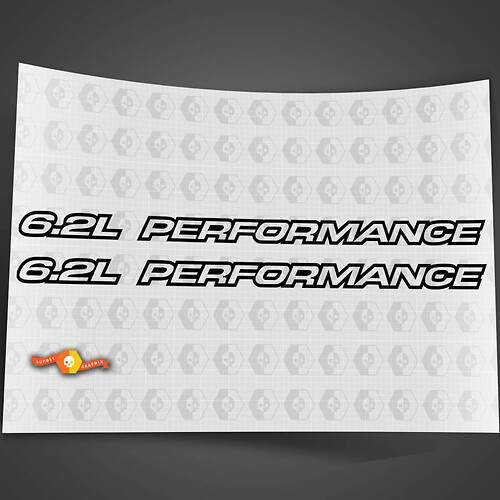 6,2L Performance Outline-serie past op Chevy 1500, 2500 vinyl motorkapstickerstickers
