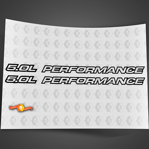 5.0L Performance Outline-serie past op Chevy 1500 Ford Mustang vinyl kapstickers
