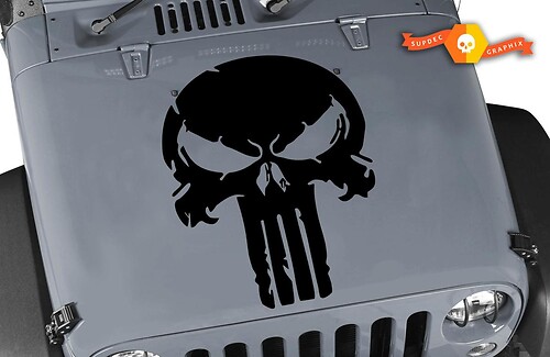 Verontruste Punisher schedel vinyl sticker sticker Jeep Hood Ford Chevy Dodge
