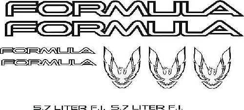 1985-1990 Pontiac Firebird Formula 9-delige vinyl stickerset