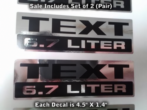 6,7 Liter Custom Text Chrome en Zwarte Stickers - Set voor Dodge
