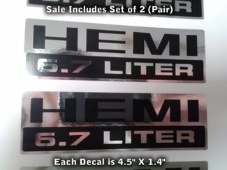 Hemi Decals 6.7 Liter Chroom Zwart Set X2 PAIR Stroker Diesel, MOOI!