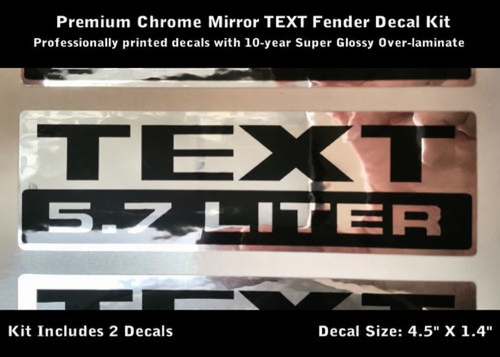 5.7 Liter Aangepaste Tekst Chroom Spiegel Stickers - Set 0079